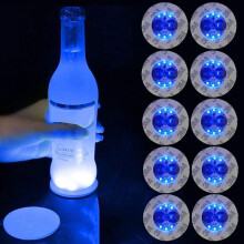 10 ks LED světel na lahve, držáky na poháry, LED samolepky, světla podtácku, osvětlené podtácky, LED světlo na lahve, LED samolepky,