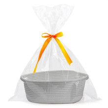 Panier tressé gris pour organiser votre dressing et ranger vos étagères : durable et élégant