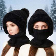 Winter Warmth Fleece Lined Scarf Hat For Cold Weather Outdoor Activities Thermal Face