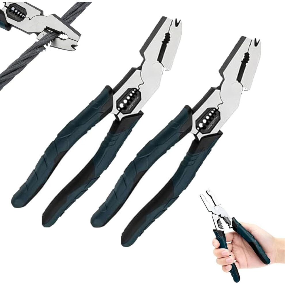 9-In-1 Industrial Multi-Function Cutting Pliers: Nail Puller, Wire Cutter/Stripper/Crimper, Compound Leverage DesignâCompatible With Home Repair 9071309067040
