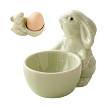 Ceramic Rabbit Egg Cup for Soft-Boiled Eggs – Easter Bunny Egg Holder, Elegant Rabbit-Shaped Egg Stand, Compatible with Standard Eggs