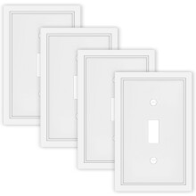 White Bamboo Fiber Light Switch Cover Plate, 1-Gang, Compatible with Standard Toggle Switches – 4 Pack