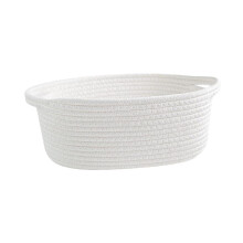 Cotton Rope Basket Multipurpose Fabric Tray Bowl Under Shelf Basket for Baby Dog White