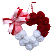 Ghirlanda di pompon a forma di cuore per San Valentino, decorazione soffice da 3 metri