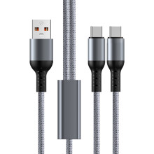 USB til Type-C ladekabel, 66W 2-i-1 flettet
