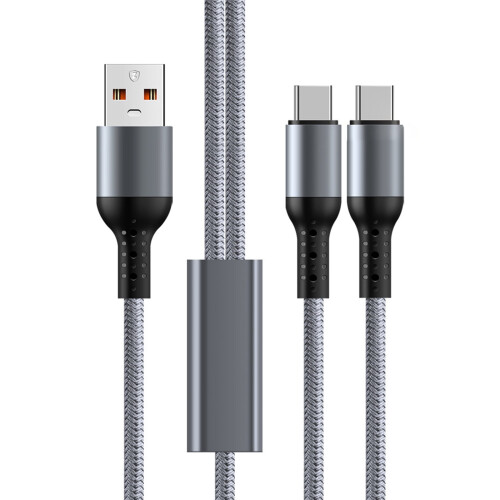 USB til Type-C ladekabel, 66W 2-i-1 flettet