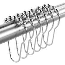Crochets de rideau de douche en métal, finition nickel, lot de 12