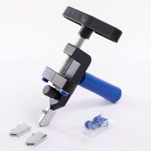 Glass Cutter, 2 in 1 Glass Cutting Tool 3 Tungsten Steel Blades, 4 Tips, Screwdriver, Ceramic Tile, Glazed Tiles Blue