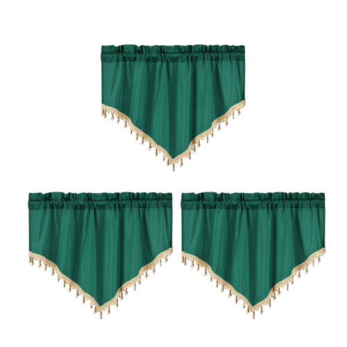 Curtains Short Solid Color Curtains, Triangular Curtains for Household, Small Window, Through Rod Curtains for Kitchen, Bathroom, Cabin 1
