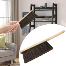 14.2in Hand Broom with Soft Bristles, Wooden Handle & Hanging Hole – for Couch, Sofa, Bed, Carpet, Car – Compatible with Home & Auto Use