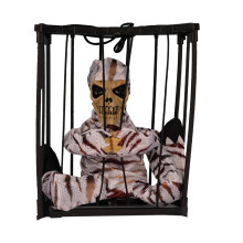 Gabbia per prigionieri scheletrica animata con sensore di movimento – Decorazione di Halloween con luci attivate dal suono, per interni/esterni,