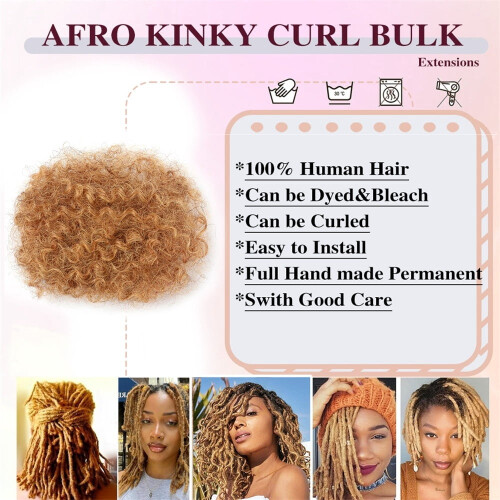 Afro Kinky Bulk Human Hair Dreadlock Extensions 27# Blonde 1