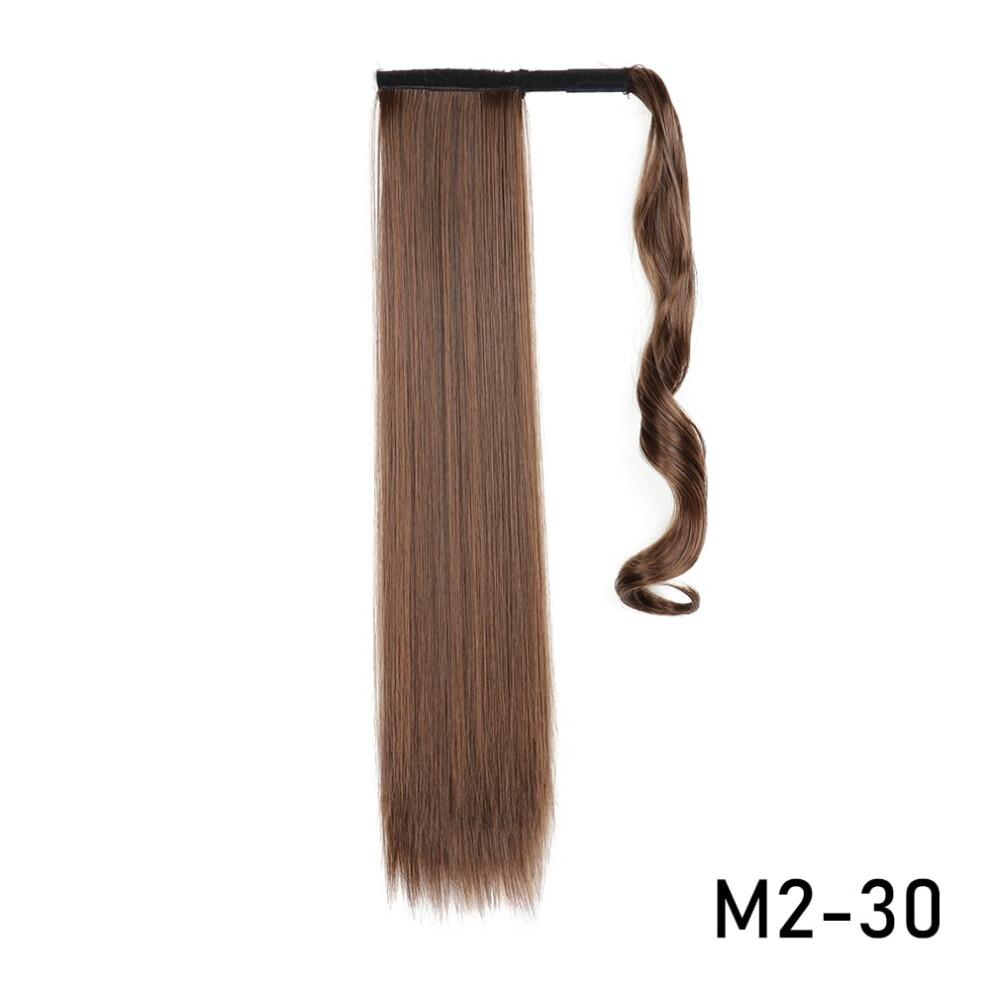 Unisex 32Inches Synthetic Ponytail Hair Extension Clip In Fake Wig Hairpiece Blonde Wrap Around Pigtail Long Smooth Overhead Pony Tail
