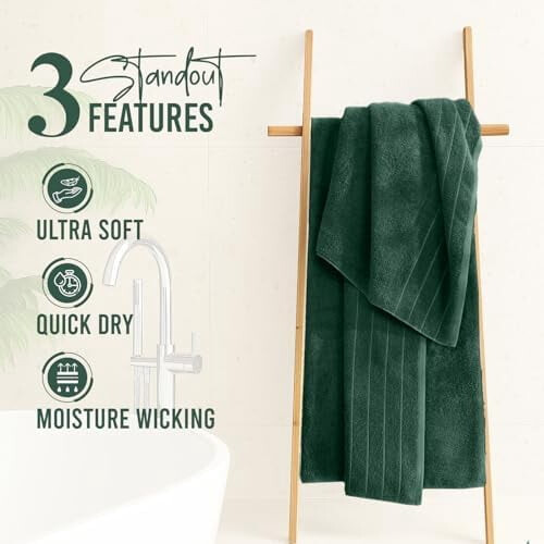Badlakanset med 4 st 30x60 cm 100 % bomull Hunter Green 1