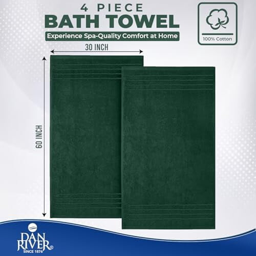 Badlakanset med 4 st 30x60 cm 100 % bomull Hunter Green 2