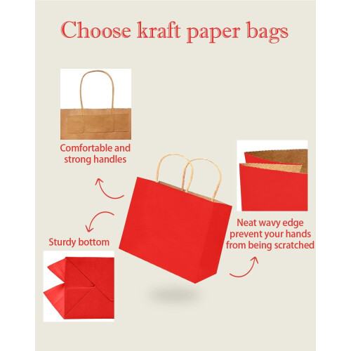 Sacolas de papel para presente na cor vinho tinto, 32 unidades, 32,6 x 9,8 x 4,3 polegadas 2