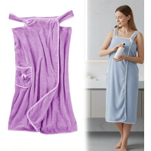 Coral Fleece Absorbent Bath Towel,Plus Size Women's Wearable Shower Skirt,Women's Wearable Towel Bathrobe,Halter Bath Towels for Women (l)