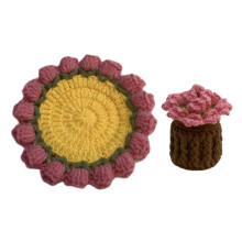 Handgehäkelte, hitzebeständige Tischunterlage aus Wolle mit Rosenblüten-Ornament – Kreatives Weihnachtsgeschenk