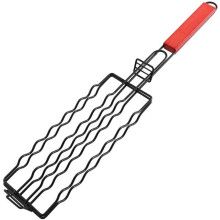 Faltbare Hot-Dog-Grillklammern aus Edelstahl, antihaftbeschichteter Maiskorb mit Holzgriff – kompatibel mit allen Grills
