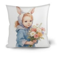 Osterkissenbezüge 43 x 43 cm, Hasen- und Eierdesign – Fröhliche Osterdekoration für Sofa, Wohnzimmer, Landhausstil (Kompatibel mit 43 x 43 cm