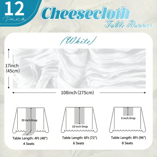 Dusty Blue Cheesecloth Table Runner 17x108" 6 or 12 Pack 1