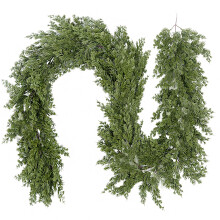 Ghirlanda natalizia in cedro fatta a mano, lunga 2 metri, per decorazioni natalizie interne ed esterne.