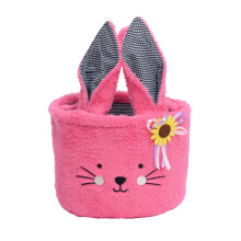 Sac fourre-tout blanc en peluche pour Pâques – Joli motif lapin, panier personnalisé pour enfants, 23 x 36 cm, idéal pour les œufs et cadeaux