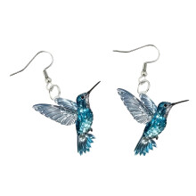 Boucles d'oreilles pendantes colibri scintillantes en acrylique (1 paire)