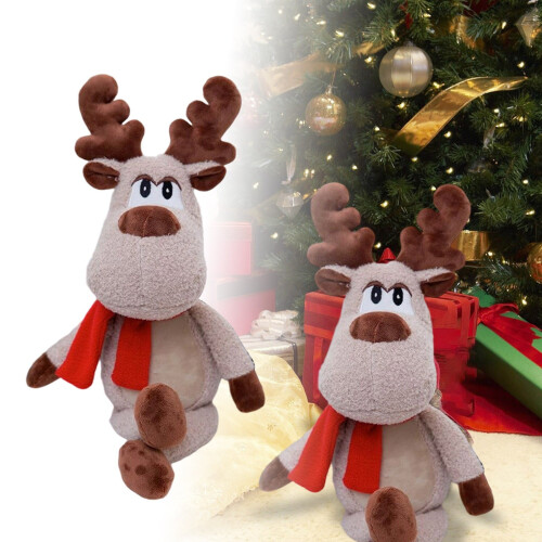 Knuffelhert met rode sjaal, 30 cm