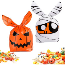 100 kpl Halloween-herkkupusseja jäniksenkorvilla, karkki- ja keksilahjapusseilla karkkia tai herkkua varten – Yhteensopiva Halloween-juhlien