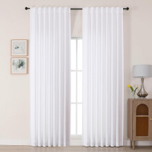 Rideaux en chenille blanche 132 cm de large x 244 cm de long, 2 panneaux clairs