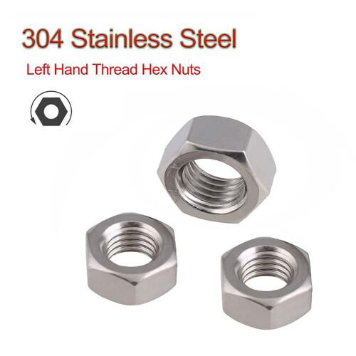 Metric Left Hand Thread Hex Nut M4-M20 304 Stainless Steel Reverse Thread Hex Hexagon Nuts Left Tooth Nuts 1
