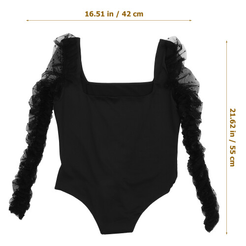 Schwarzer Bodycon Jumpsuit Mit Langen Ärmeln, 2