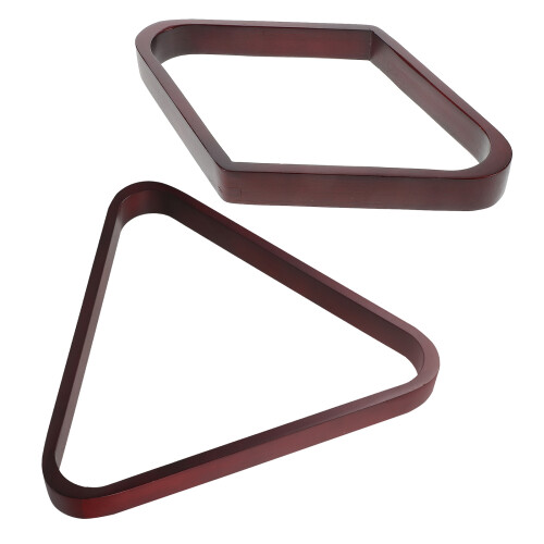 2Pcs Pool Table Accessories Solid Wood Rack Triangle Dark Red Durable