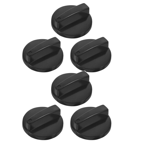 6Pcs Ergonomic Black Plastic Timer Switch Knobs for Cookware Control