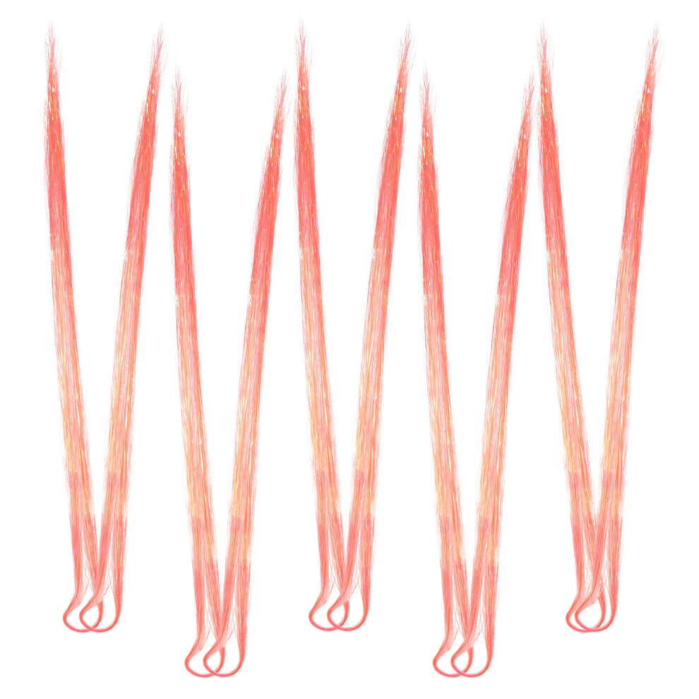 Totority Unisex Red 10Pcs Tinsel Hair Extensions Watermelon Glitter Hair Strands