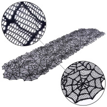 4Pcs Black Halloween Spider Web Lace Table Runner Fireplace Cover