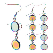 40 Pcs Stainless Steel Earring Hooks With Bezel Tray For Jewelry Making