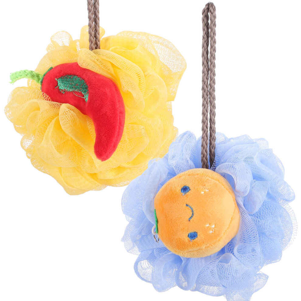 Artibetter 2Pcs Bath Scrubber Ball With Fruit Elements For Kids And Adults
