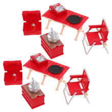 10Sets Kids Camping Tent Set Toys with Red Folding Chairs and Stove