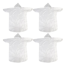 4Pcs Portable Disposable Raincoat with Hood Transparent for Outdoor