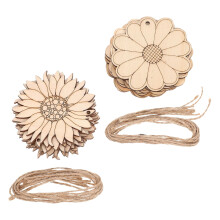 60Pcs Wood Flower Cutouts Beige Unfinished Floral Shapes for Crafting