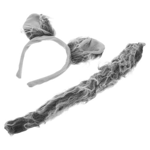 4Sets Comfortable Grey Plush Wolf Costume Ears and Tail for Kids