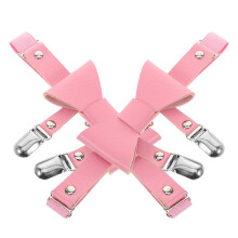 1Paar Roze PU Lolita Dijbanden Met Strik Voor Thuiskomst En Kousen