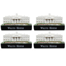4Pcs Silver Resin White House Miniature Statue Decorative Home Display