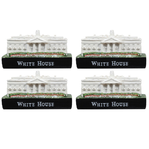 4Pcs Silver Resin White House Miniature Statue Decorative Home Display