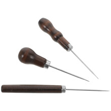 3Pcs Sewing Awl Wooden Handle Precision Leatherworking Punching Tools