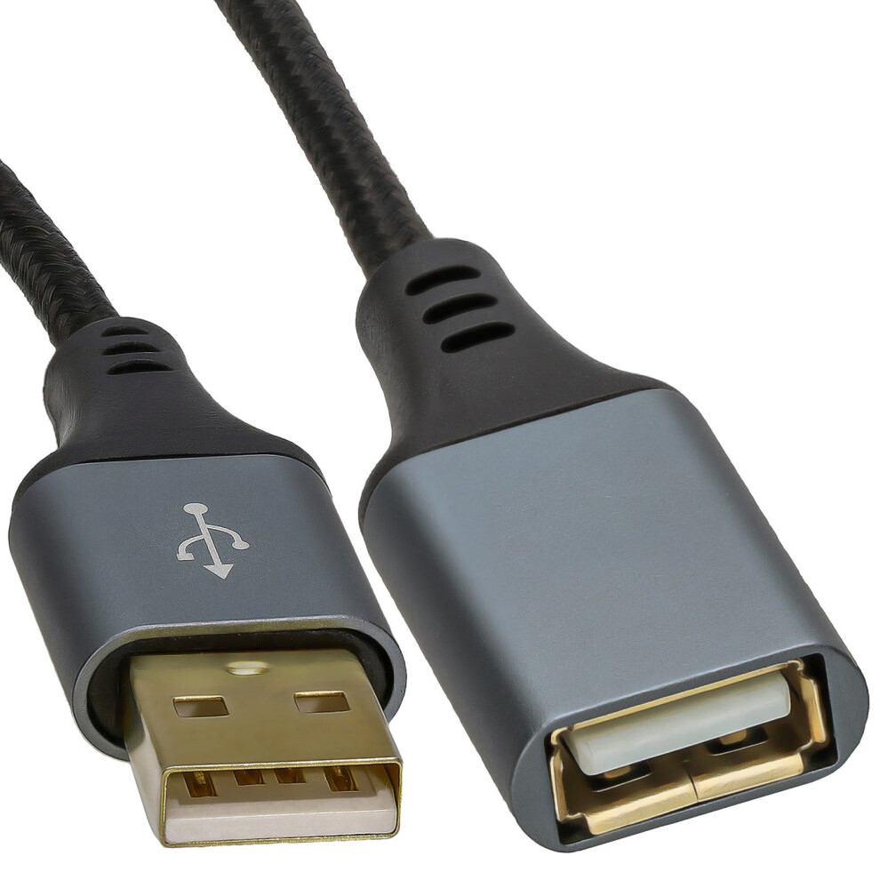 Kenable Pro Metal Usb 2.0 24Awg High Speed Cable Extension Lead A Plug To Socket 2M