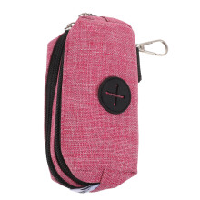 Cute Dog Poop Bag Holder Pink Fabric Portable Leash Accessory