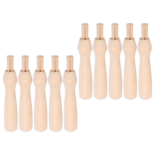 70Pcs Practical Light Brown Wooden Punch Needle Handles for Craft